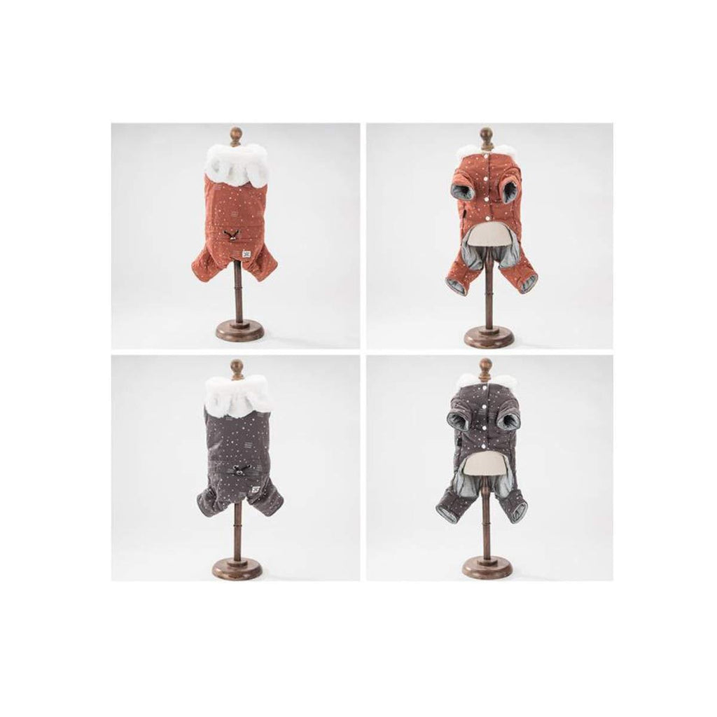 CQIANG Autumn and Winter Clothing Rabbit Velvet Cartoon Dog Clothes Small Dog Pomeranian Teddy Bear Thick Warm Hooded Cotton Coat