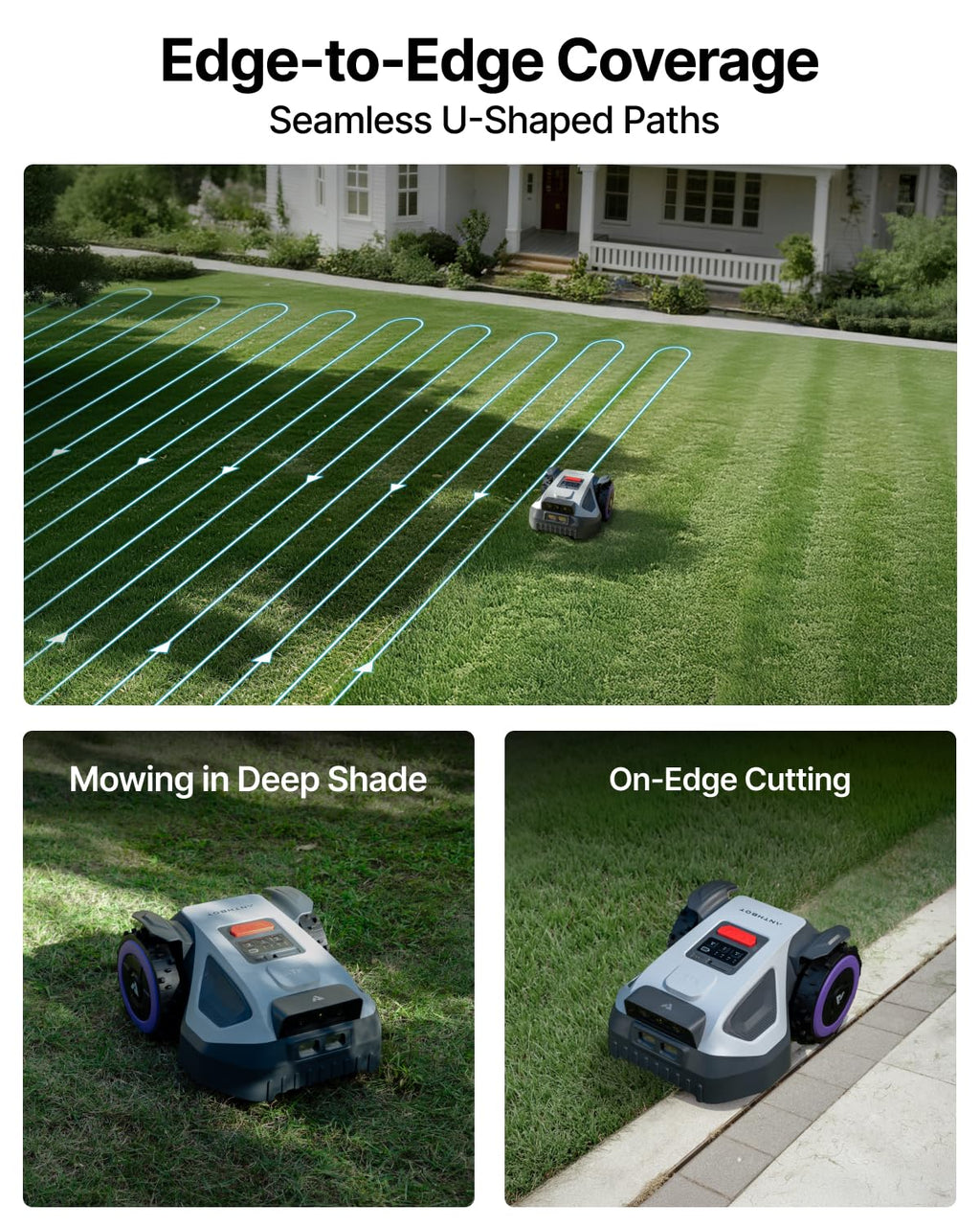 M9 Robot Lawn Mower 1/4 Acre, Dual Vision+Full-Band RTK Robotic Lawnmower, No Perimeter Wire, App Control Obstacle Avoidance, 45% Slope, Cutting Height, Multi-Zone Mapping