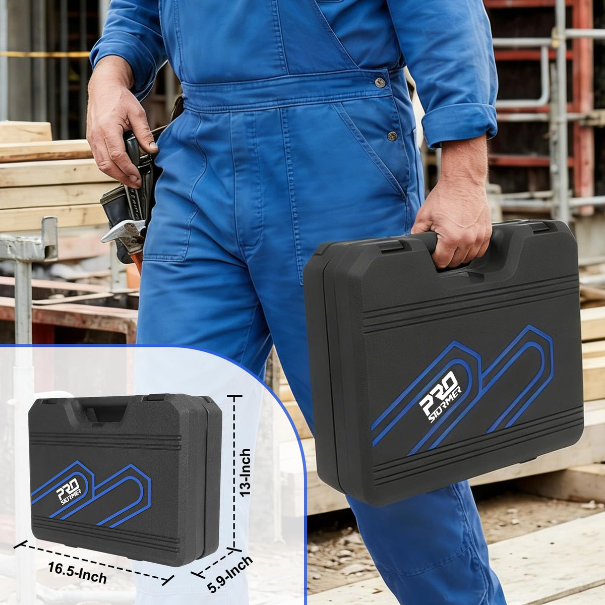 Tool Set with 8V Cordless Drill, 369-Piece Home Tool Kit with Drill Driver, Toolbox StoraCase with Drawer, General Household Tools for Home Repairs and DIY, Handyman (Blue)