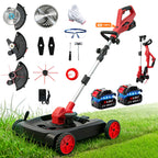 4-in-1 Cordless Lawn Mower, Weed Eater and Edger Combo, Adjustable Height &amp; Angle, Electric String Trimmer with Wheels Grass Trimmer for Garden Yard (2x4.0Ah Battery &amp; Charger Included)