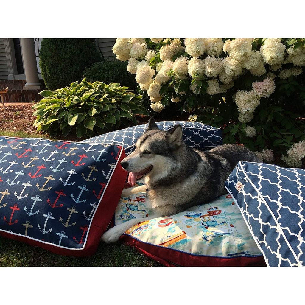 Snoozer Indoor Outdoor Round Dog Bed in Anchor Pattern
