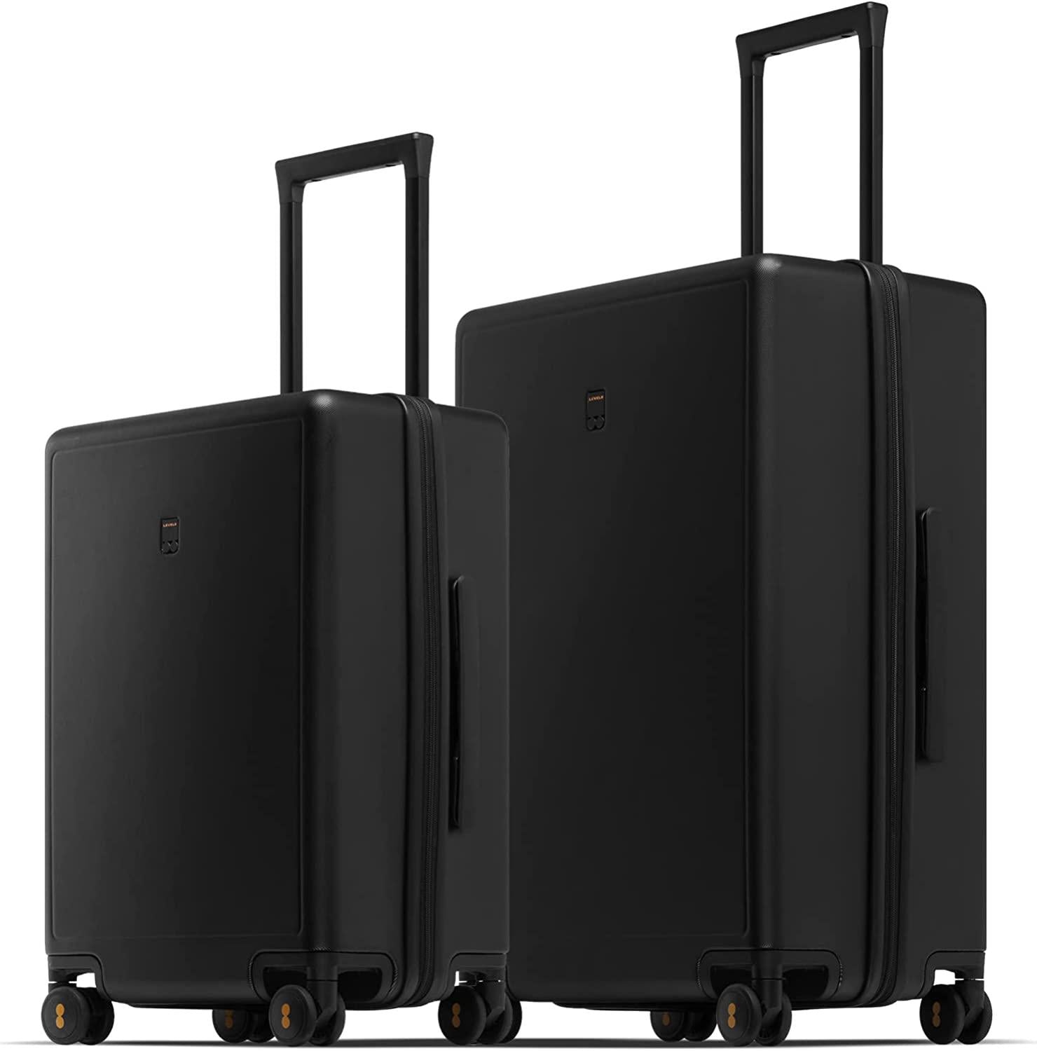 2 Piece Luggage Sets, Carry on Luggage Set 20 Inch 24 Inch, Hardshell Suitcase Set, Lightweight Luminous Textured PC Hardside Luggage With Spinner Wheels,TSA Lock, 2-Piece Set (20/24) - Black