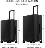 2 Piece Luggage Sets, Carry on Luggage Set 20 Inch 24 Inch, Hardshell Suitcase Set, Lightweight Luminous Textured PC Hardside Luggage With Spinner Wheels,TSA Lock, 2-Piece Set (20/24) - Black