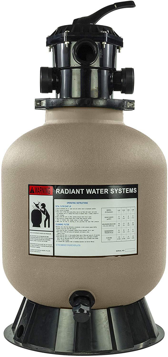 rx clear radiant 16" sand filter with 6 position valve for above-ground swimming pools