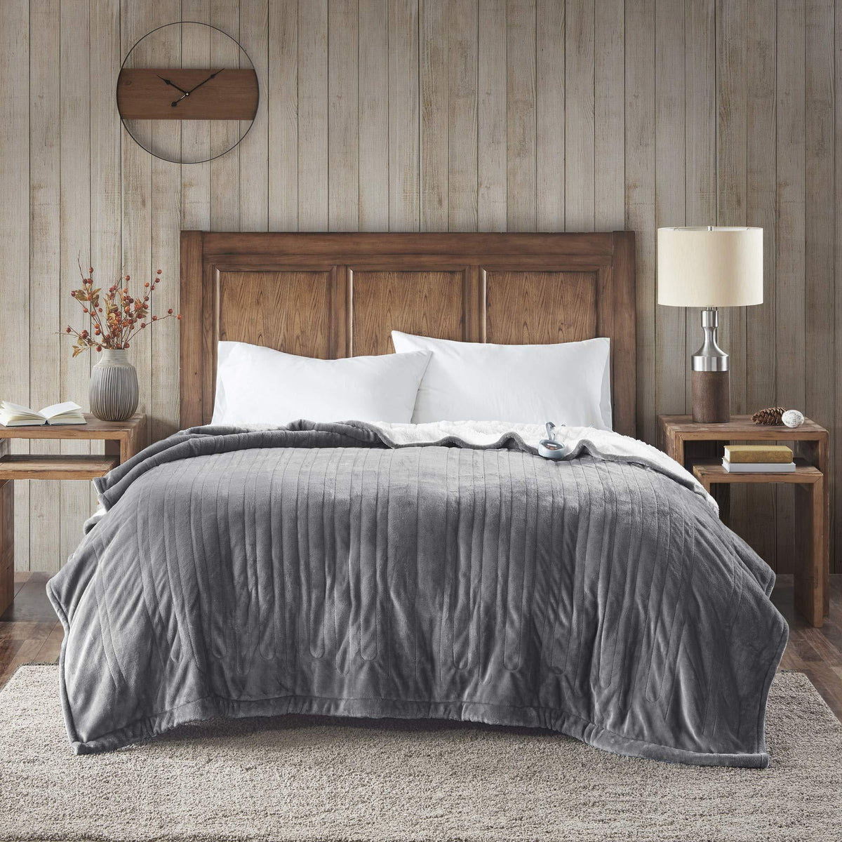 Gracie MIlls Elect Electric Blanket with 20 Heat Level Setting Controller Full: 80x84 Grey -WR54-1740