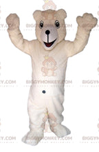 BIGGYMONKEYPolar Bear Mascot Costume with Huge Smile and Big Belly