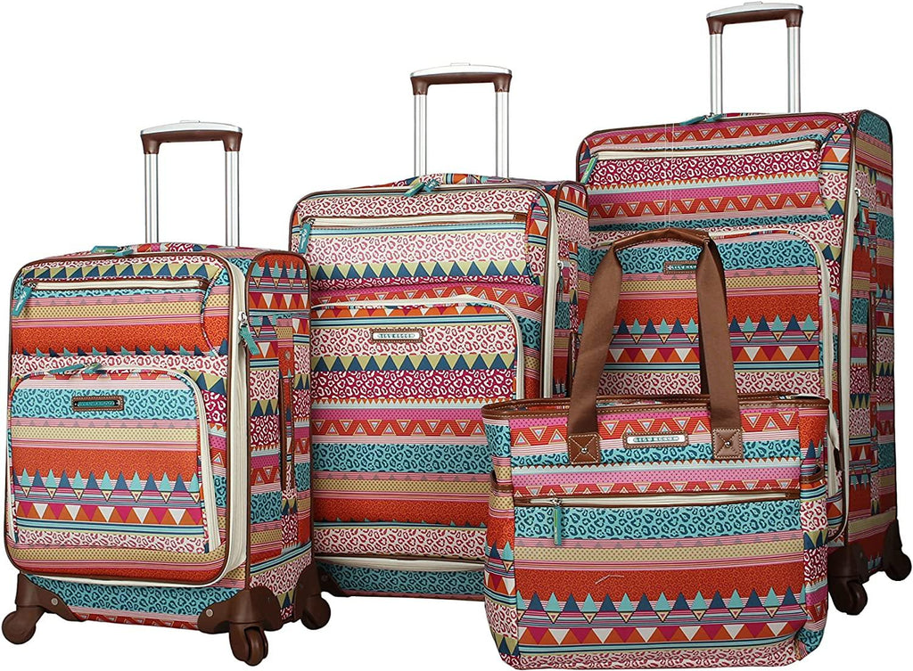 Luggage Set 4 Piece Suitcase Collection With Spinner Wheels For Woman (On The Prowl)