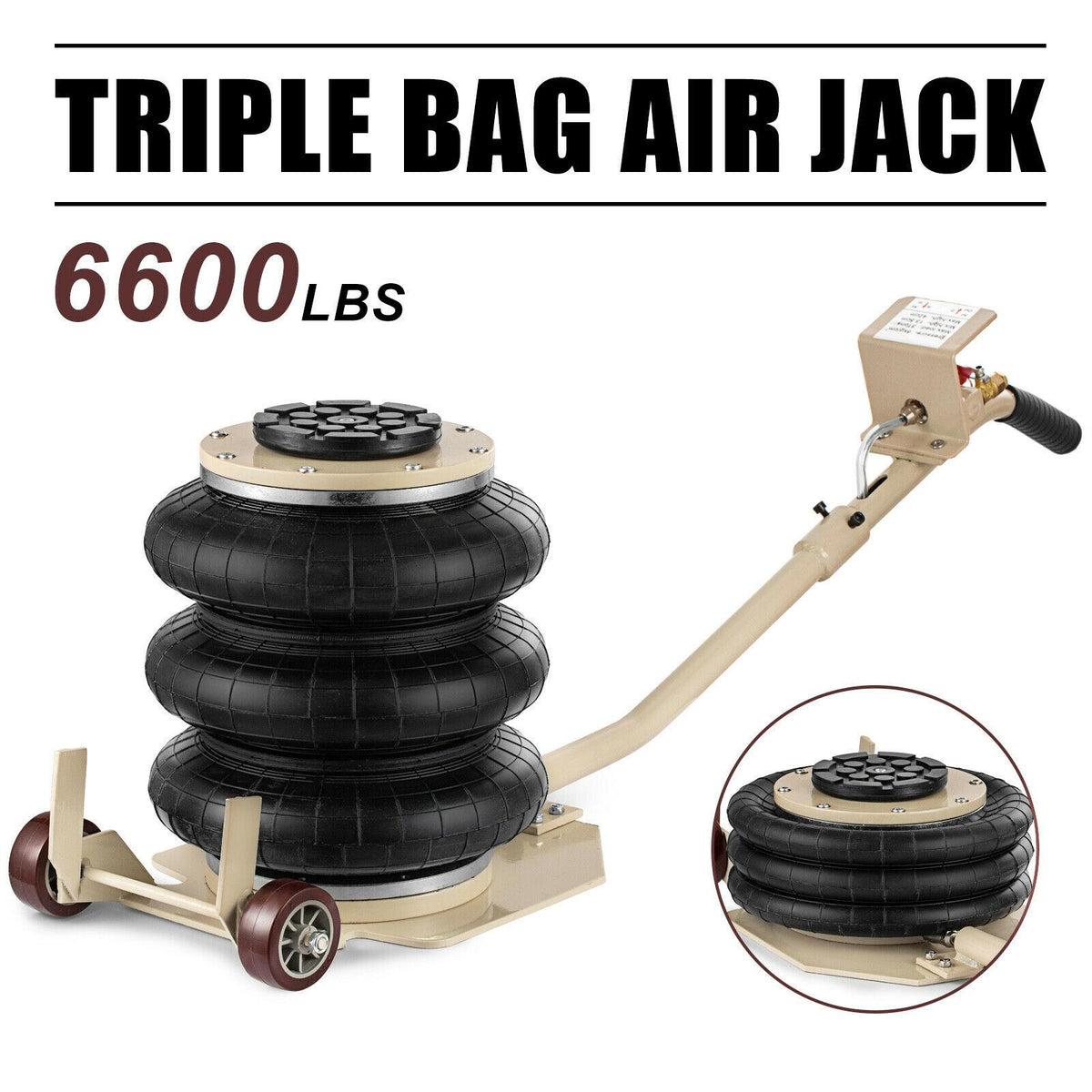 6600lbs Triple Bag Air Jack 3 Ton Lift Jack Pneumatic Jack Air Jacks  Jack