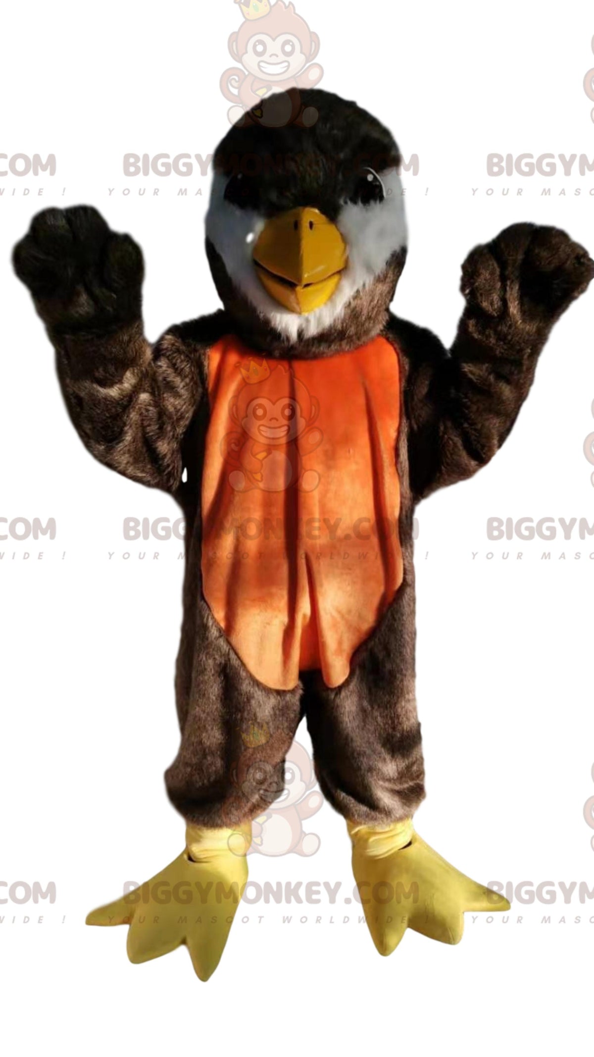 BIGGYMONKEYMascot Costume Brown and Orange Bird with Beautiful Beak