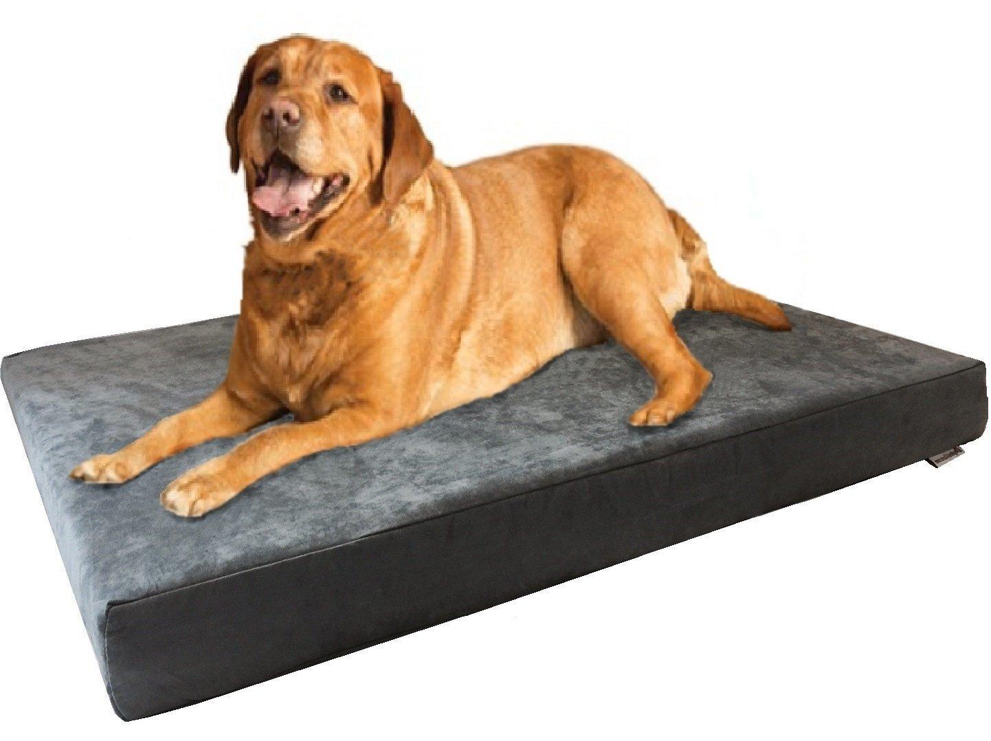 Dogbed4less XXL Orthopedic Cooling Memory Foam Pet Bed with Waterproof Internal Case + 2 Washable Microsuede External Cover for LarDog