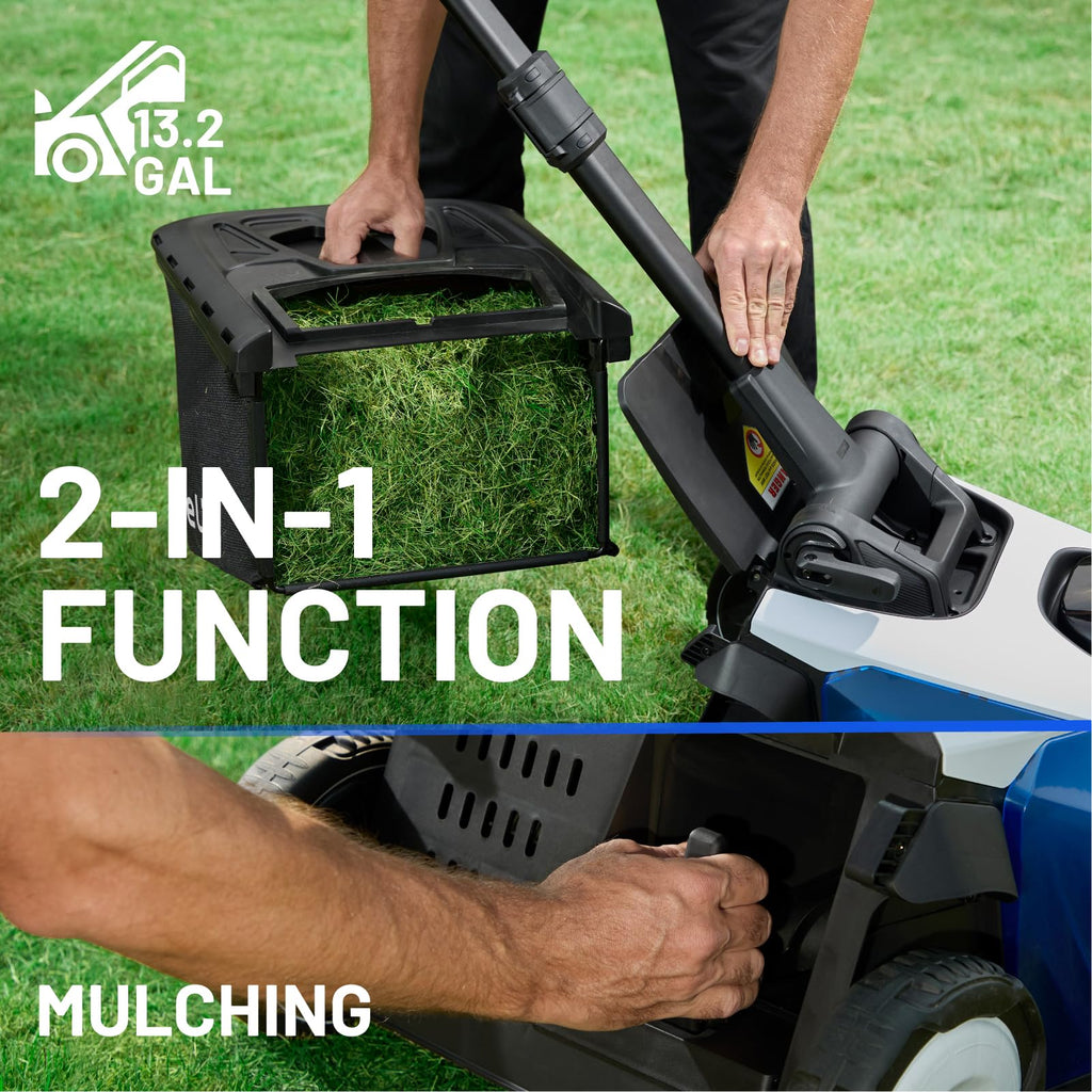 Electric Lawn Mower, Self-propelled Lawn Mower Cordless 40V(2x20V) 18.5" Brushless Mower with Electric Cutting Height Adjustment, Higher Rotation Speed, 2 x 4.0Ah Battery and Rapid CharIncluded