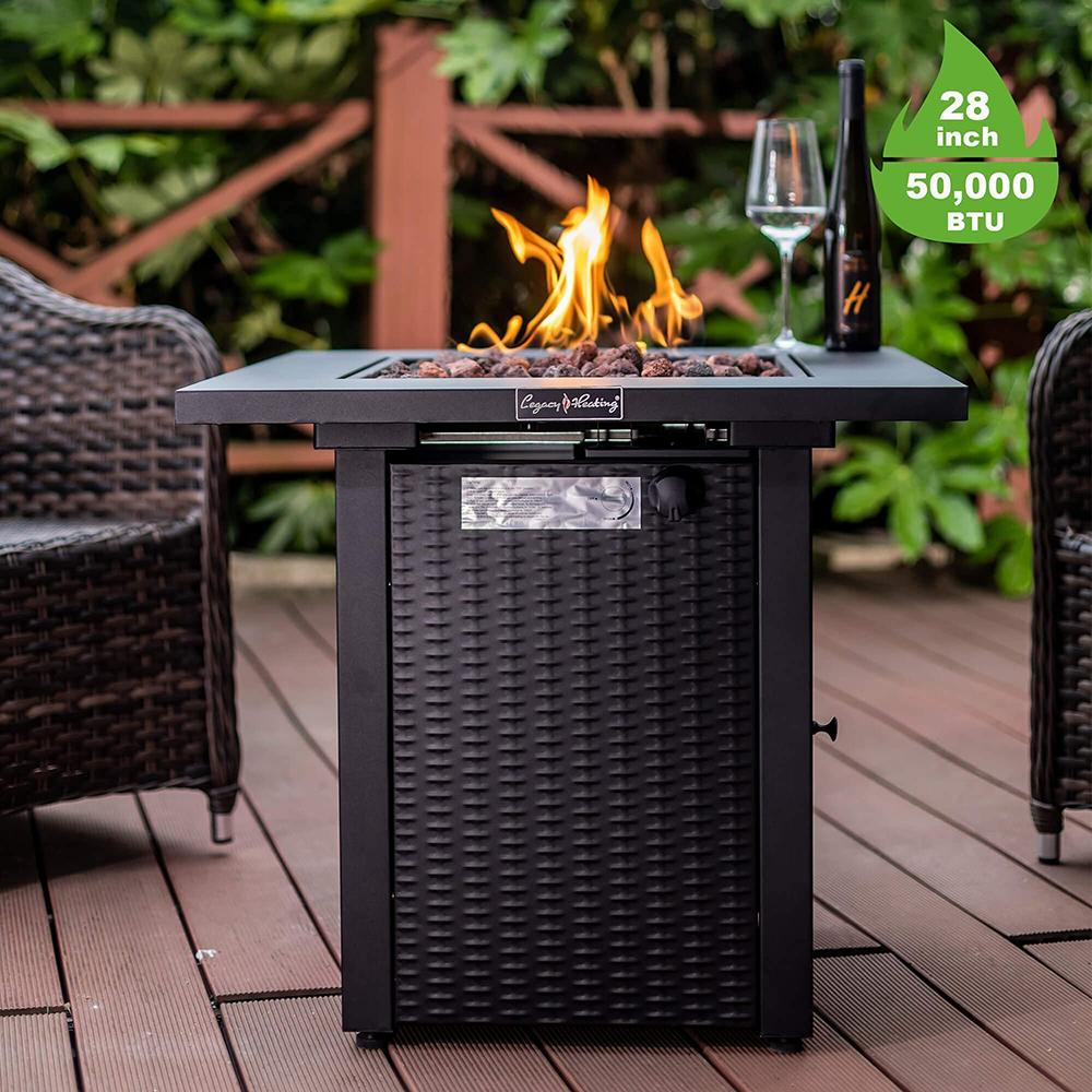 Goory Propane Heater Bonfire Brazier Portable Garden Cooking Grate Fireplace Square Tools Home Stove Black