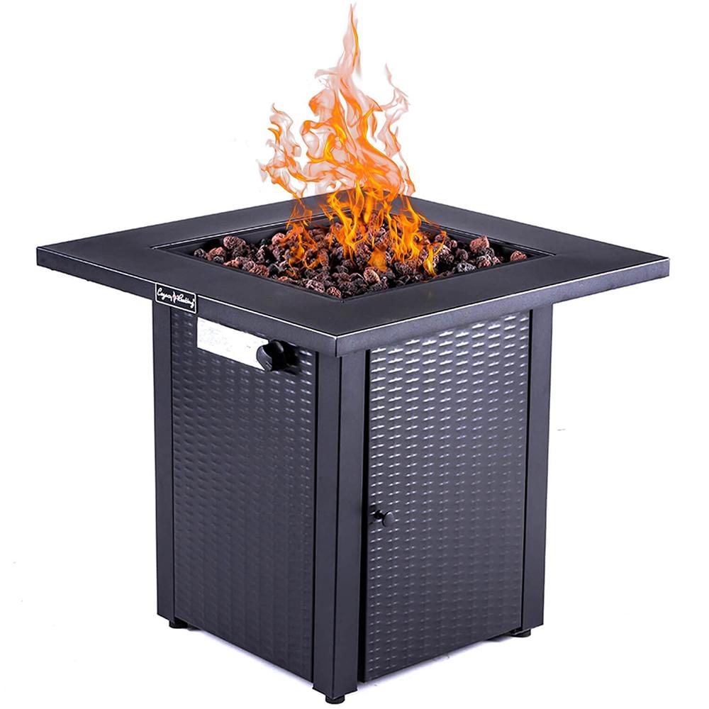 Goory Propane Heater Bonfire Brazier Portable Garden Cooking Grate Fireplace Square Tools Home Stove Black