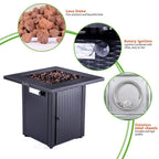 Goory Propane Heater Bonfire Brazier Portable Garden Cooking Grate Fireplace Square Tools Home Stove Black