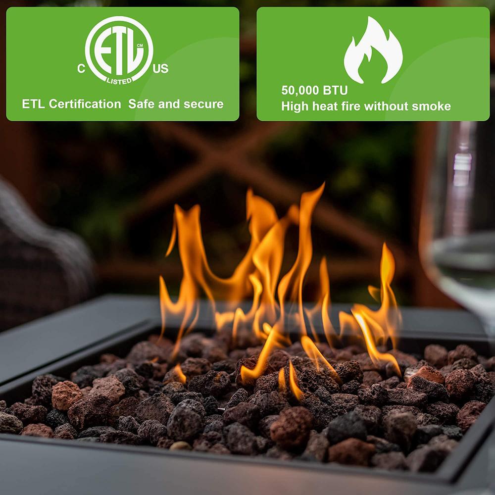 Goory Propane Heater Bonfire Brazier Portable Garden Cooking Grate Fireplace Square Tools Home Stove Black