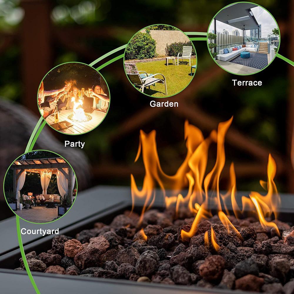 Goory Propane Heater Bonfire Brazier Portable Garden Cooking Grate Fireplace Square Tools Home Stove Black