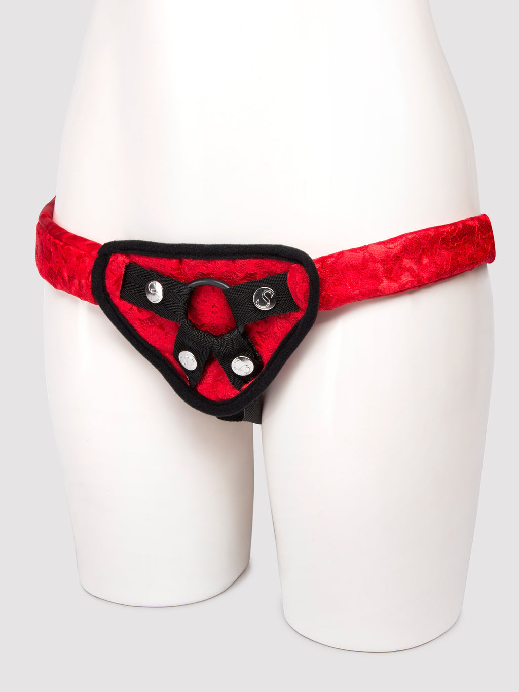 Sportsheets Chantilly Lace Corset-Back Strap On Harness, Red