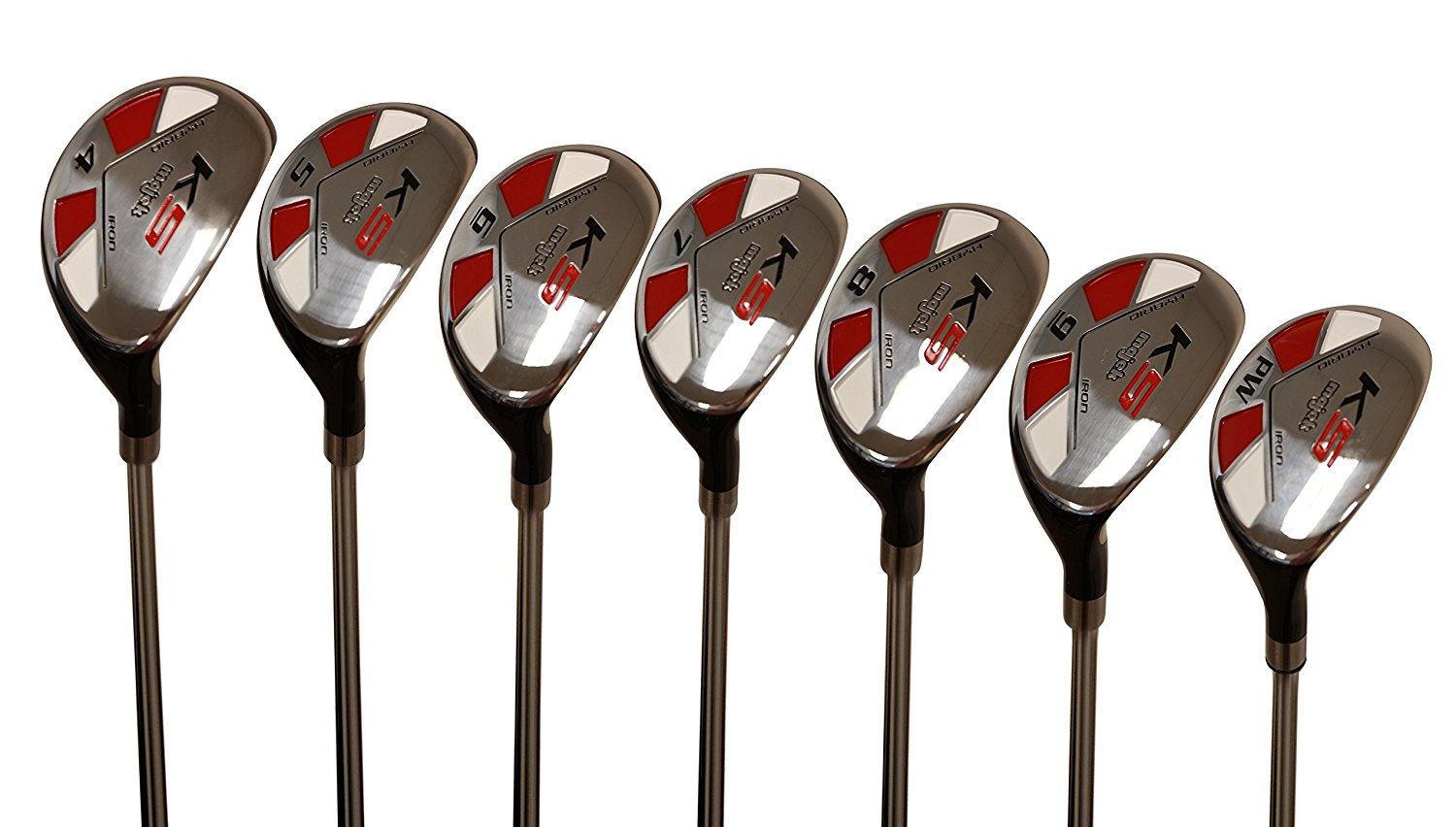 Majek Senior Men’s Golf All Hybrid Complete Full Set, which Includes: #4, 5, 6, 7, 8, 9, PW Senior Flex Right Handed Utility “A” Flex Club