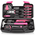 39pcs Pink Household Tool Set, Essential Hand Tool Kit with Plastic Toolbox for Home Repairs, DIY & Crafts, Perfect for Students & Everyday Use