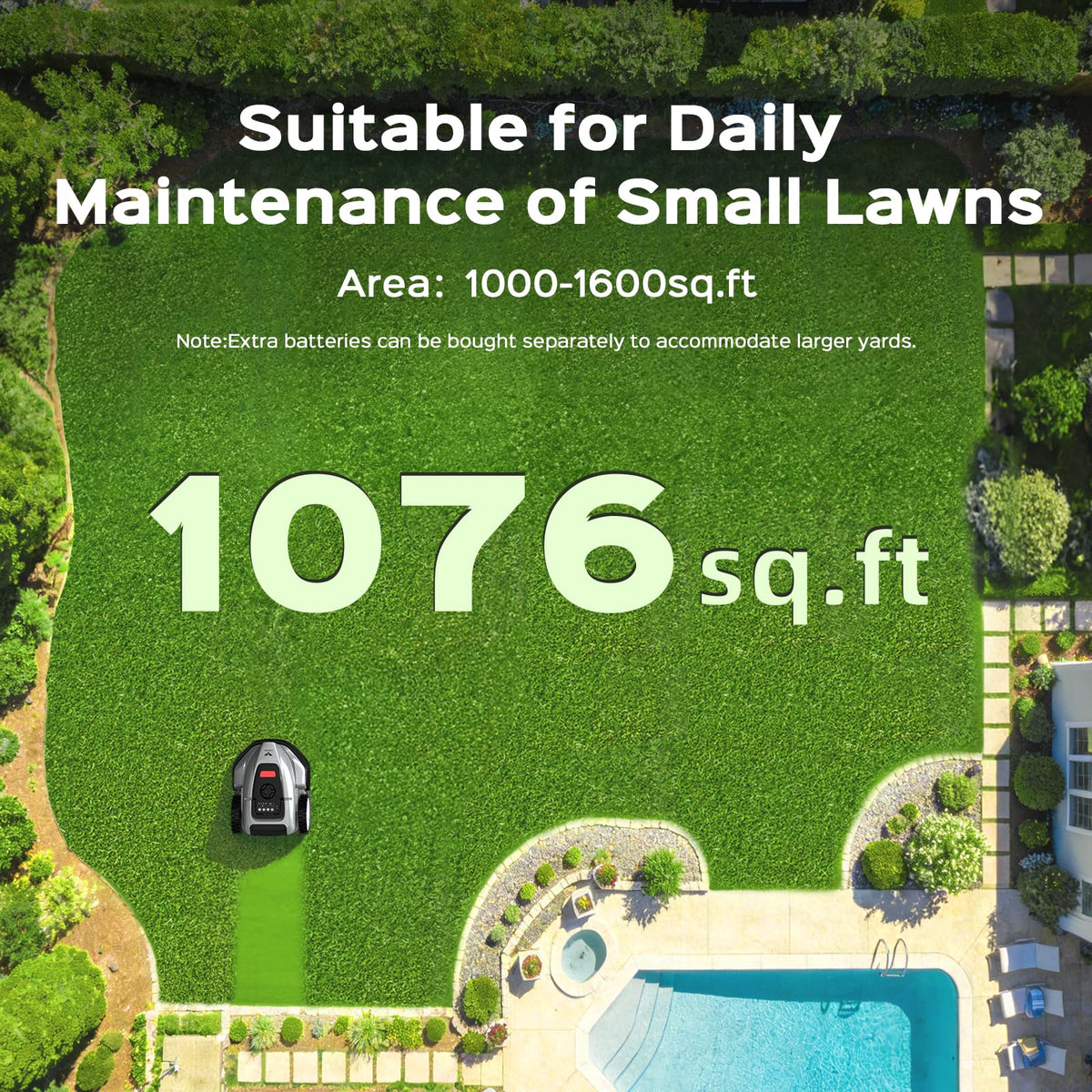 V3 Robot Lawn Mower with Visual Navigation, Smart APP Control, Quiet Operation, Adjustable Mowing Height, Boundary Strip No-Go Zones, Reliable Robotic Lawn Mower for 1600 Sq.Ft Yards