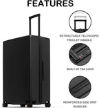 Elegance Matte Luggage Set,Lightweight Hardside Suitcase With Spinner Wheels,TSA Lock,3-Piece Set(Black, 20/24/28-Inch)