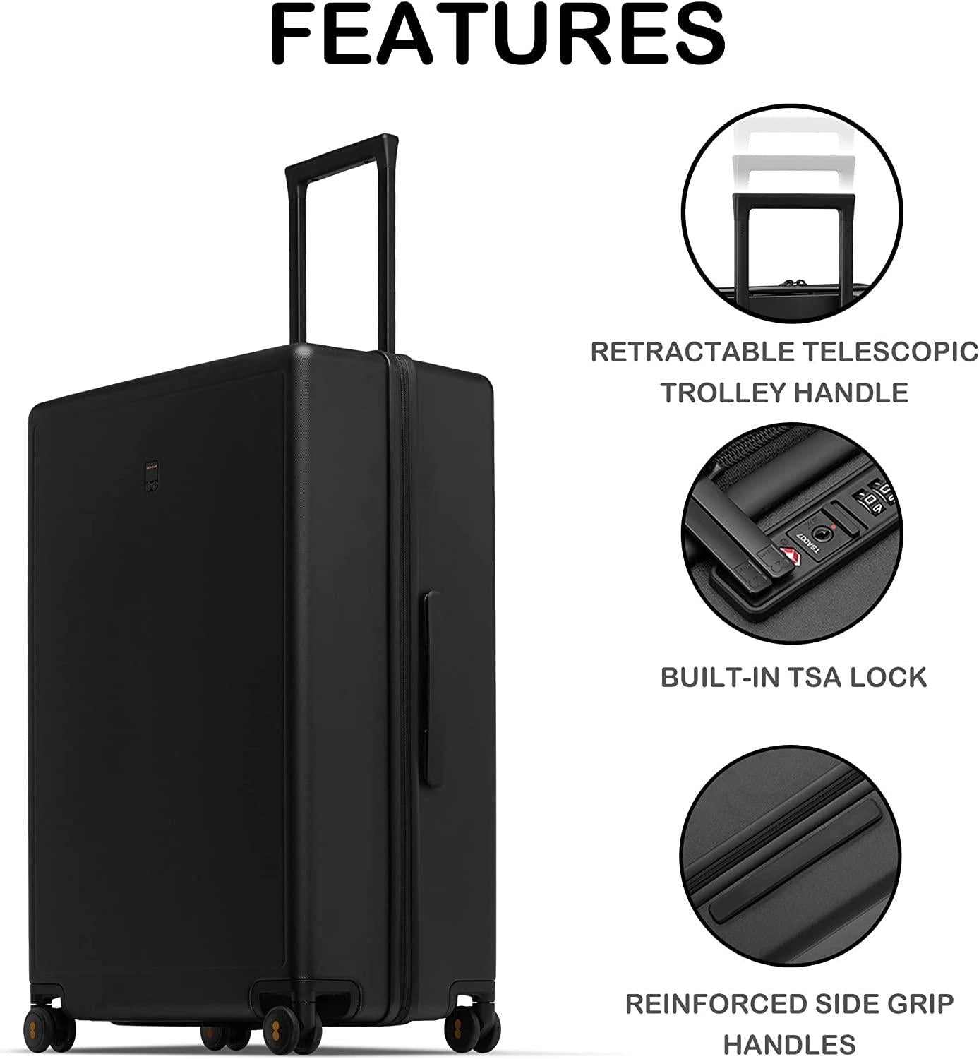Elegance Matte Luggage Set,Lightweight Hardside Suitcase With Spinner Wheels,TSA Lock,3-Piece Set(Black, 20/24/28-Inch)