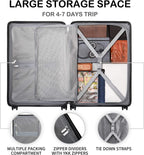 Elegance Matte Luggage Set,Lightweight Hardside Suitcase With Spinner Wheels,TSA Lock,3-Piece Set(Black, 20/24/28-Inch)