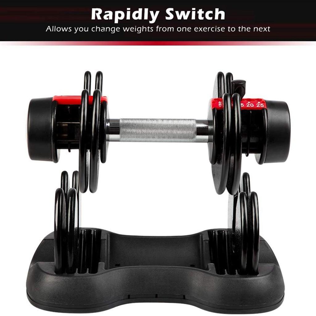 Adjustable Dumbbell 25lbs Fast Adjustment Function with Weight Plate(1 PCS)