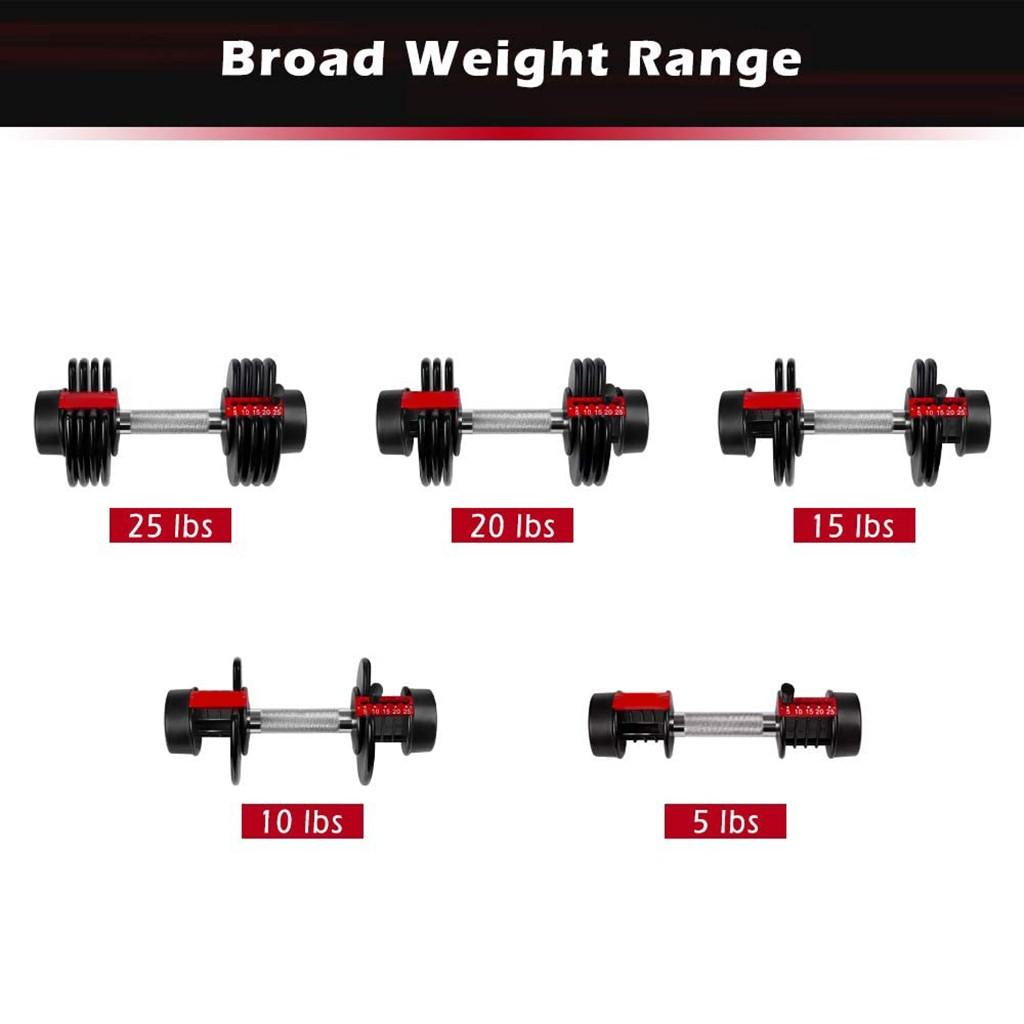 Adjustable Dumbbell 25lbs Fast Adjustment Function with Weight Plate(1 PCS)
