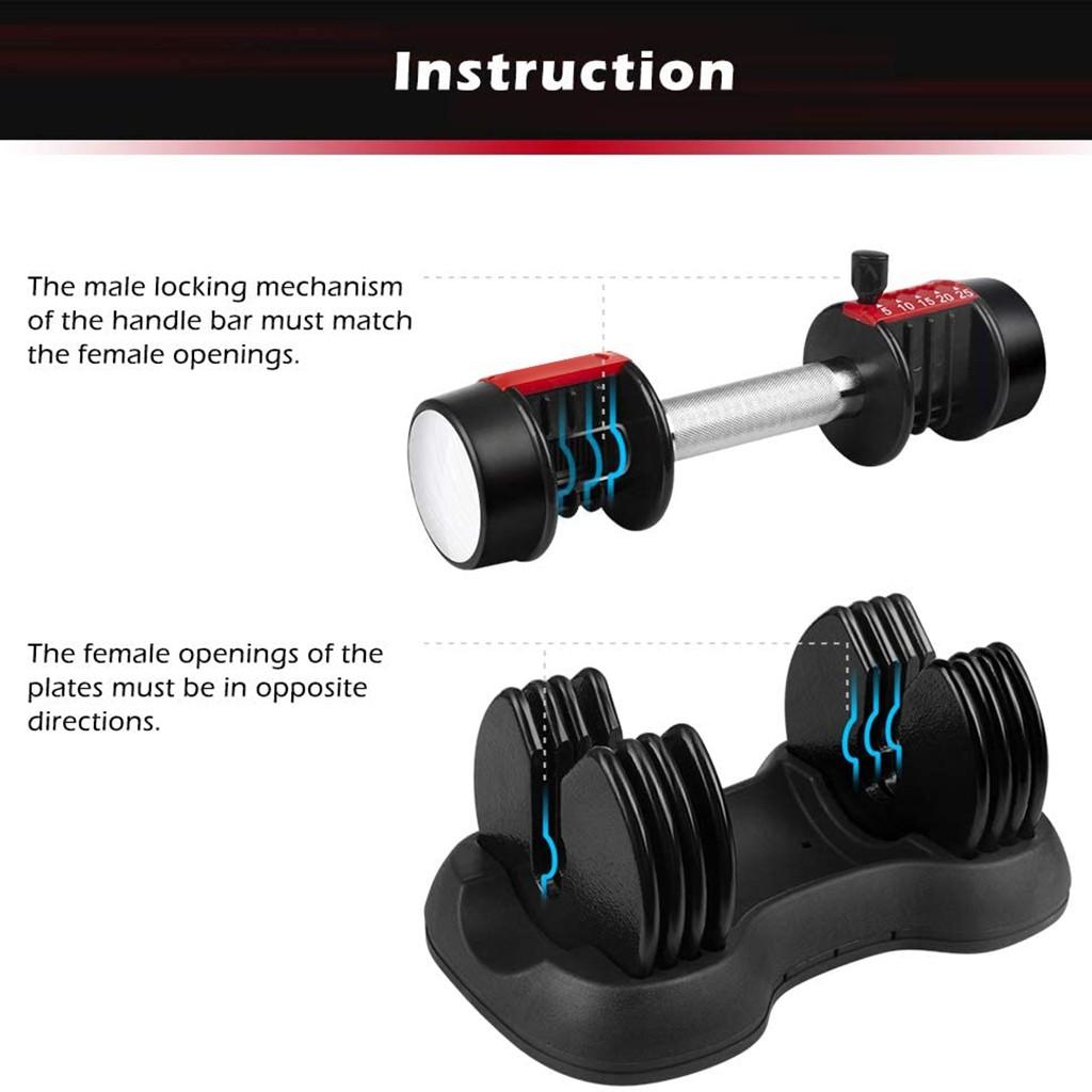 Adjustable Dumbbell 25lbs Fast Adjustment Function with Weight Plate(1 PCS)