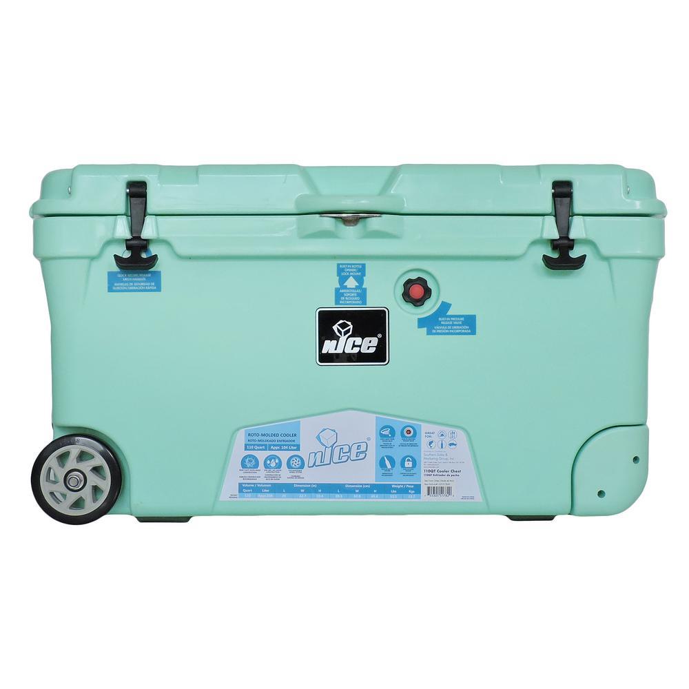 110 qt. Sea Foam Green Wheeled Cooler