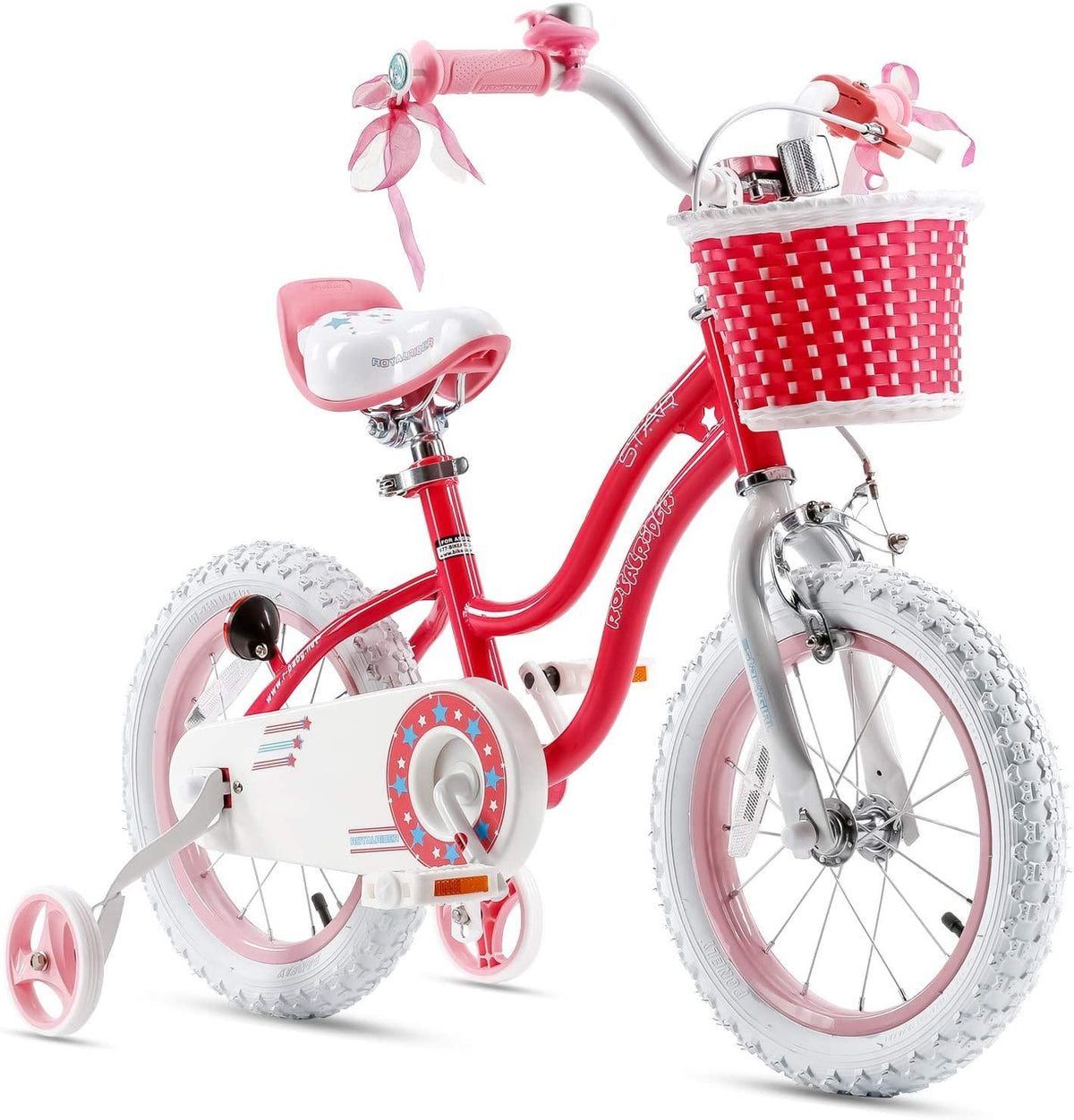 RoyalBaby Girls Kids Bike Stargirl 12 14 16 18 Inch Bicycle 3-9 Years Old Basket Training Wheels Kickstand Pink Blue Child's Cycle