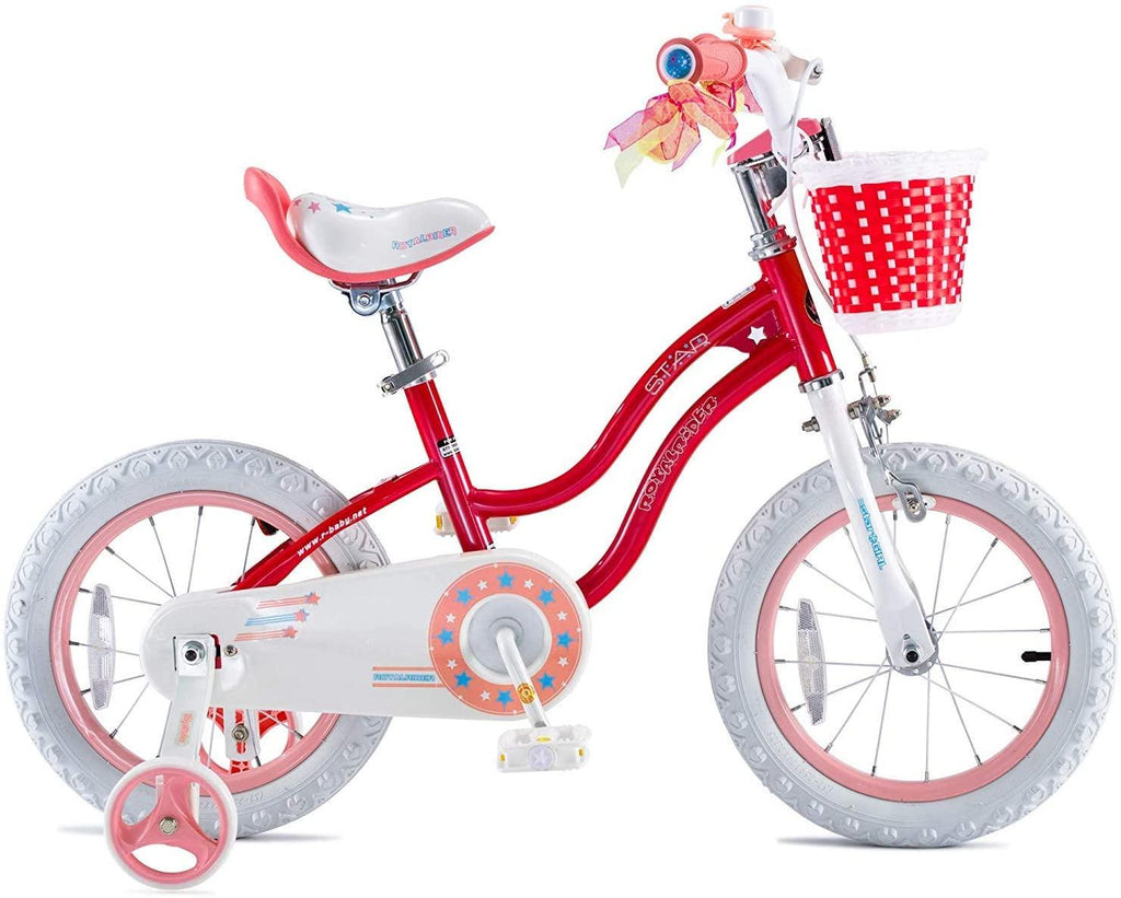 RoyalBaby Girls Kids Bike Stargirl 12 14 16 18 Inch Bicycle 3-9 Years Old Basket Training Wheels Kickstand Pink Blue Child's Cycle