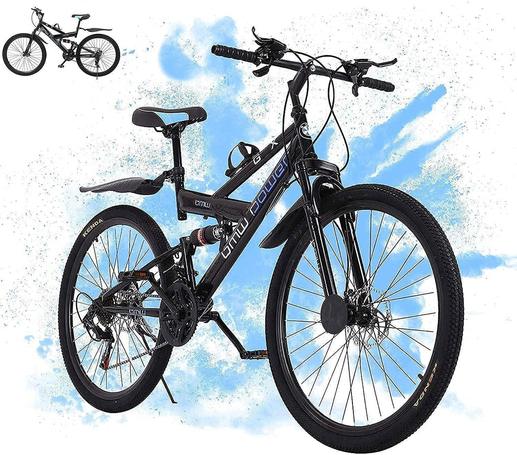 26in Outdoor Road Bikes Folding Mountain Bike Dual Suspension Frame, Fork Lightweight with Aluminum Frame - 26 inch - Outdoor Bicycle for Men and Women[ from U.S. East ]