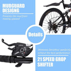 26in Outdoor Road Bikes Folding Mountain Bike Dual Suspension Frame, Fork Lightweight with Aluminum Frame - 26 inch - Outdoor Bicycle for Men and Women[ from U.S. East ]