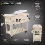 80 Qt. Rolling Patio Cooler Cream Furniture Style