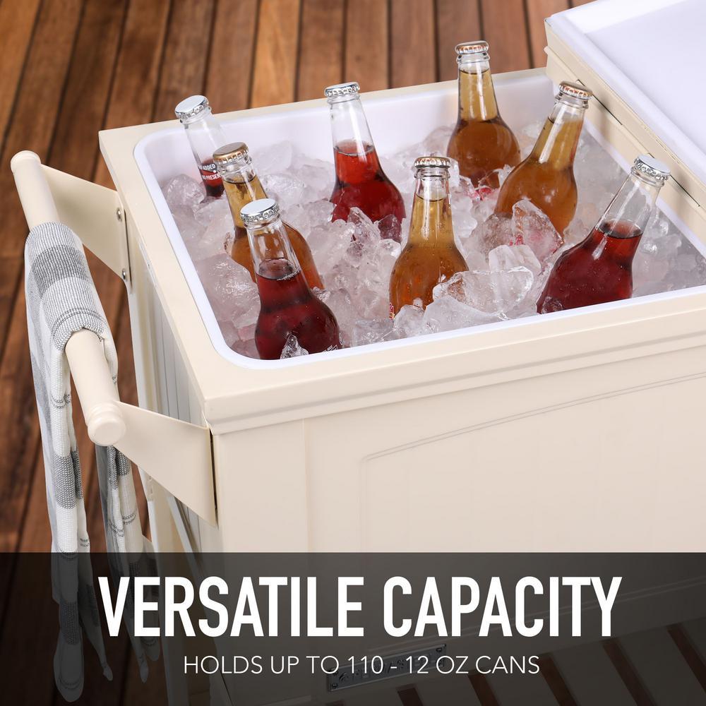 80 Qt. Rolling Patio Cooler Cream Furniture Style