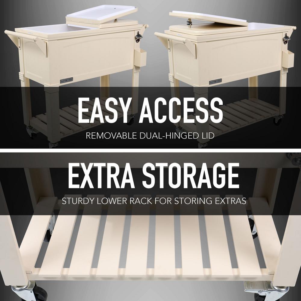80 Qt. Rolling Patio Cooler Cream Furniture Style