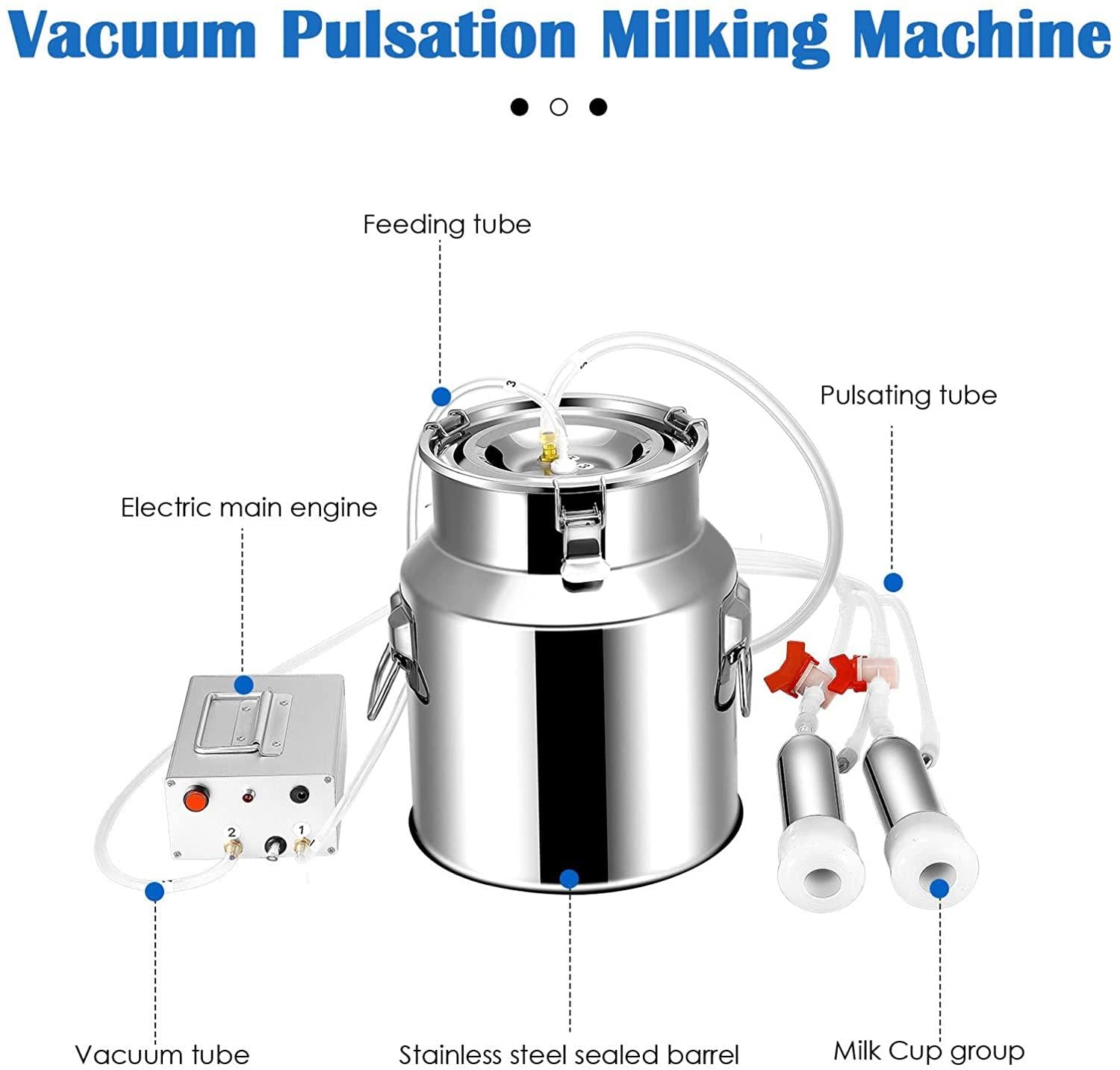 14l milking machine for goats, automatic stainless steel livestock milking equipment for farm household use, stainless steel bucket goat milker, 7l electric milking machine