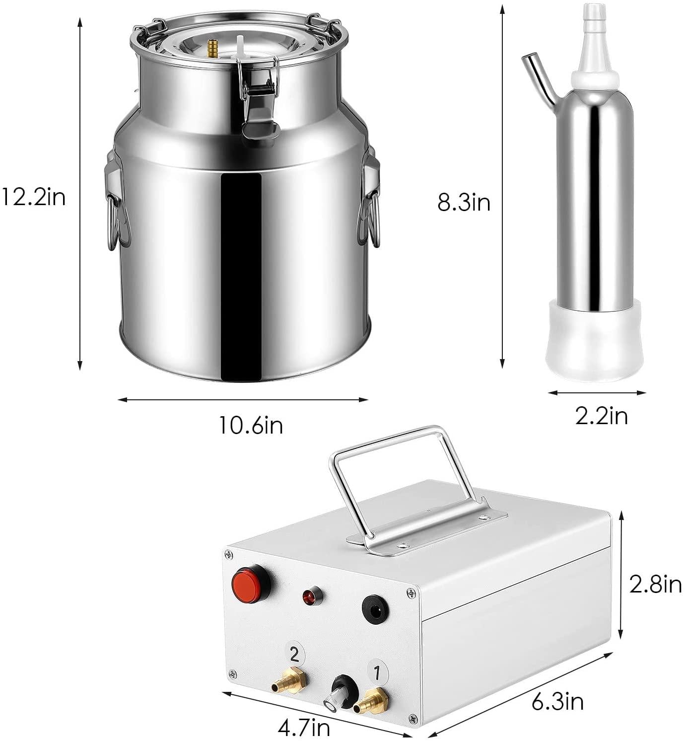 14l milking machine for goats, automatic stainless steel livestock milking equipment for farm household use, stainless steel bucket goat milker, 7l electric milking machine