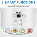 Housewares 8-Cup (Cooked) (4-Cup UNCOOKED) Digital Rice Cooker and Food Steamer (ARC-914D),White