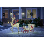 5 ft Gold Reindeer with 44 in Sleigh Holiday Yard Decoration