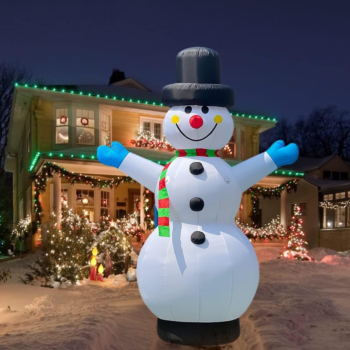 OZIS 13Ft Tall Christmas Inflatable Snowman Decorations with LED Lights - Blow up Party Decoration for Indoor Outdoor Yard - Cute Fun Xmas Holiday Blow Up Party Display