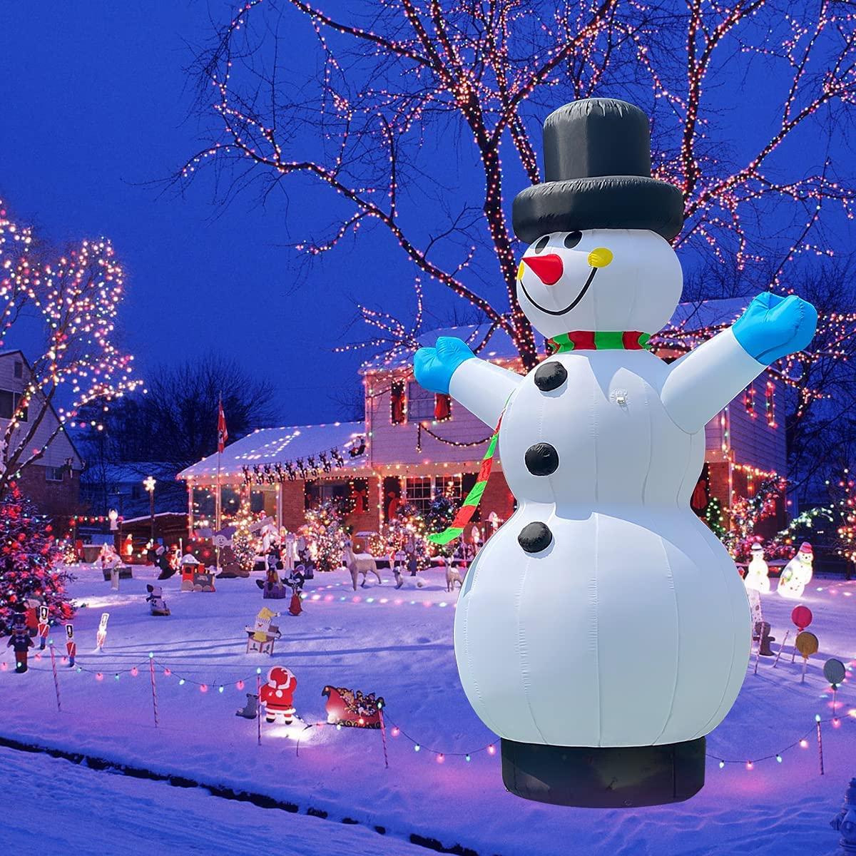 OZIS 13Ft Tall Christmas Inflatable Snowman Decorations with LED Lights - Blow up Party Decoration for Indoor Outdoor Yard - Cute Fun Xmas Holiday Blow Up Party Display