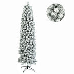 UBesGoo 7.5ft Flocked Pencil Christmas Tree, with 385 Lights