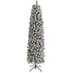 UBesGoo 7.5ft Flocked Pencil Christmas Tree, with 385 Lights