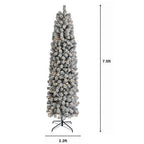 UBesGoo 7.5ft Flocked Pencil Christmas Tree, with 385 Lights