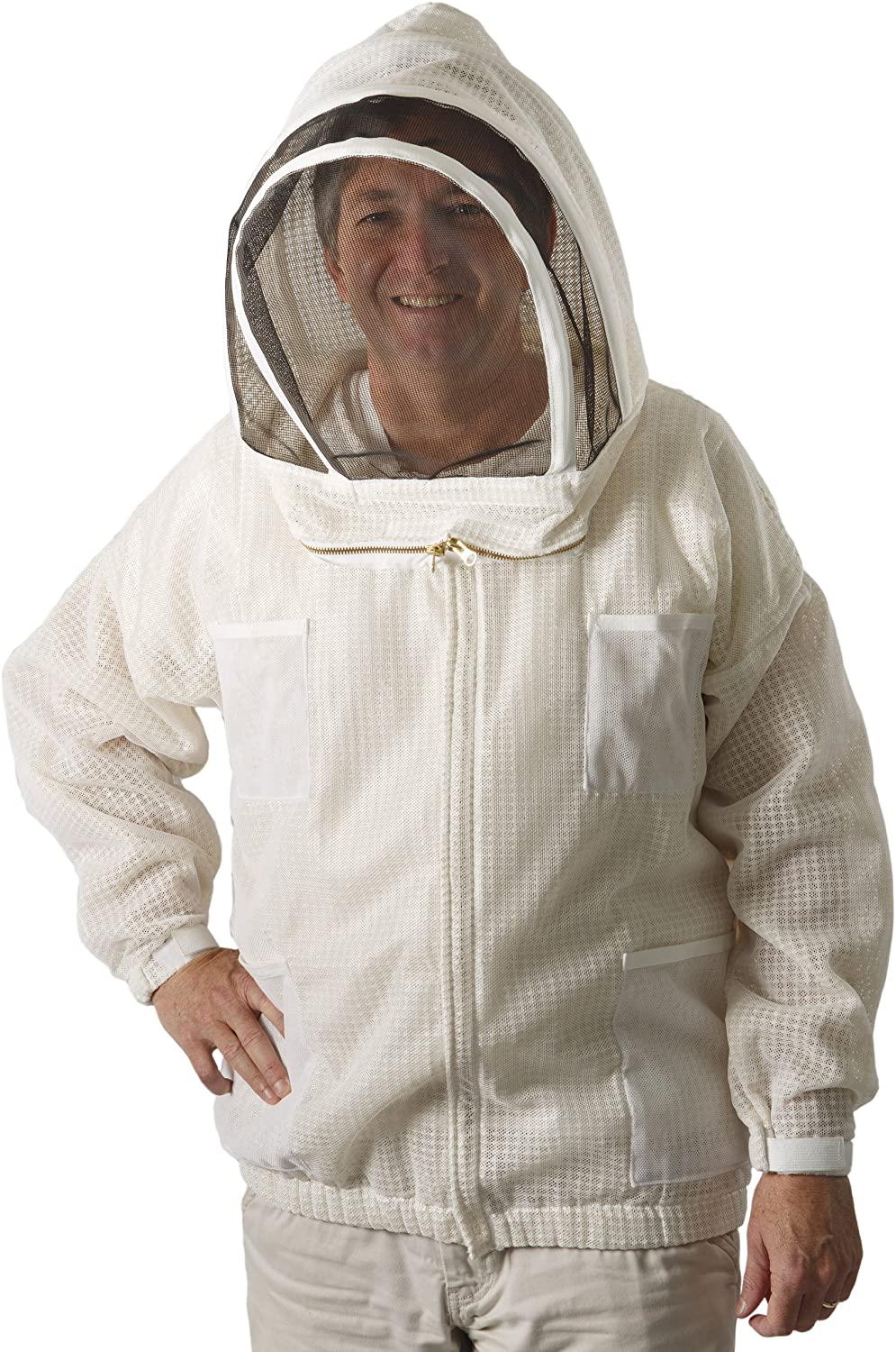 the ultra breeze beekeeping jacket with veil, 1-unit, white, xx-large