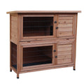 Yoshioe 48" 2 Tiers Rabbit Bunny Dog Wooden Pet Hutch House with Waterproof Spacious Inner Room Lockable Doors for Small Animals, Durable Chicken Coops Chicken Cages Rabbit Cage