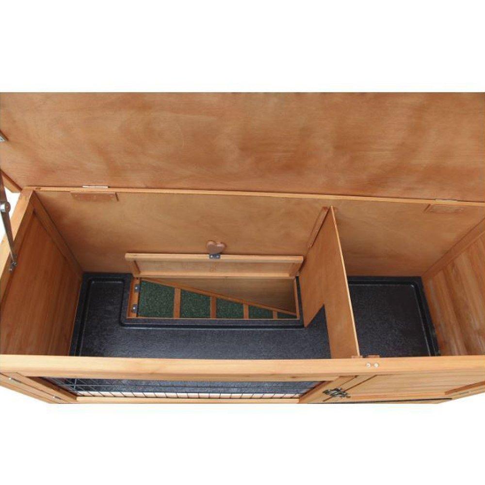 Yoshioe 48" 2 Tiers Rabbit Bunny Dog Wooden Pet Hutch House with Waterproof Spacious Inner Room Lockable Doors for Small Animals, Durable Chicken Coops Chicken Cages Rabbit Cage